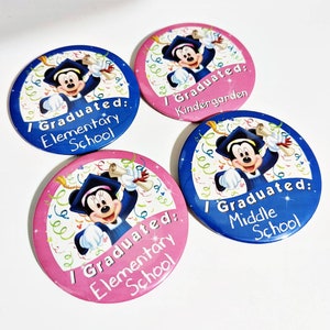Mickey or Minnie Inspired Graduation Button Pins