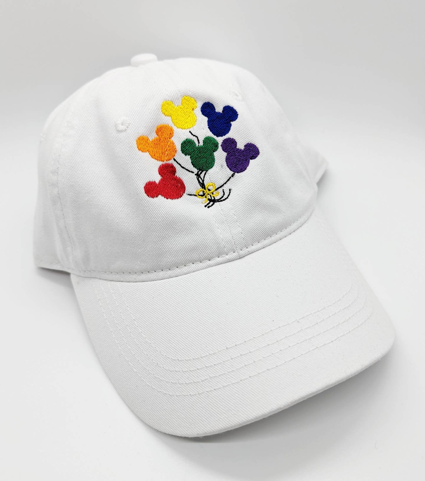 Disney White Hat with Mickey Mouse Embroidery Disney Mickey Mouse Dad Hat, Silhouette Logo Cotton Adult  main image 4