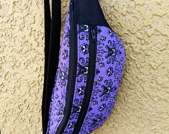 Purple Haunted Mansion Wallpaper hip bag NWOT Disney Haunted Mansion Wallpaper Inspired Double Zipper  main image 4