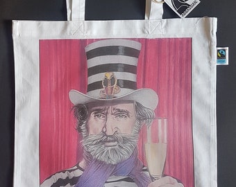 Giuseppe Verdi, cotton fabric bag, jute bag, music bag, art print