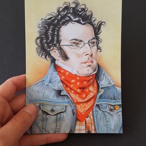 Franz Schubert, cartão postal, compositor, impressão artística, A6
