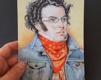 Franz Schubert, postal, compositor, impresión del arte, A6