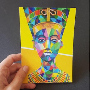 Nofretete coloré, Carte postale, Impression, A6