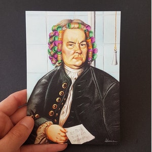 J.S. Bach, carte postale, compositeur, impression artistique, A6