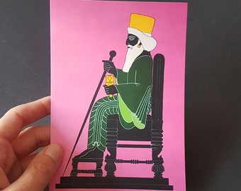 Persepolis - Shah, Postcard, Art Print, A6