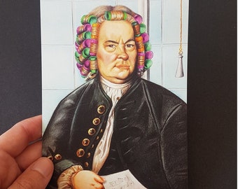 J.S. Bach, postcard, composer, art print, A6