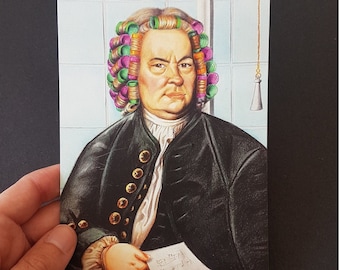 J.S. Bach, postal, compositor, impresión de arte, A6