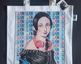 Clara Schumann, cotton fabric bag, jute bag, music bag, art print