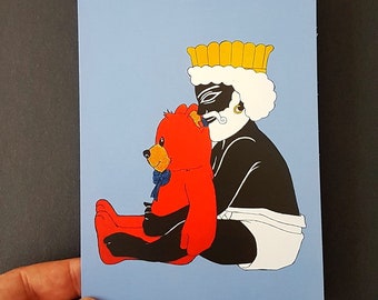 Persepolis - Baby Shah Teddy, Postcard, Art Print, A6