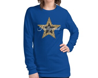 T-shirt Gaziani Hollywood California - Femme, Taille M, Rouge, Paillettes Argent, USA