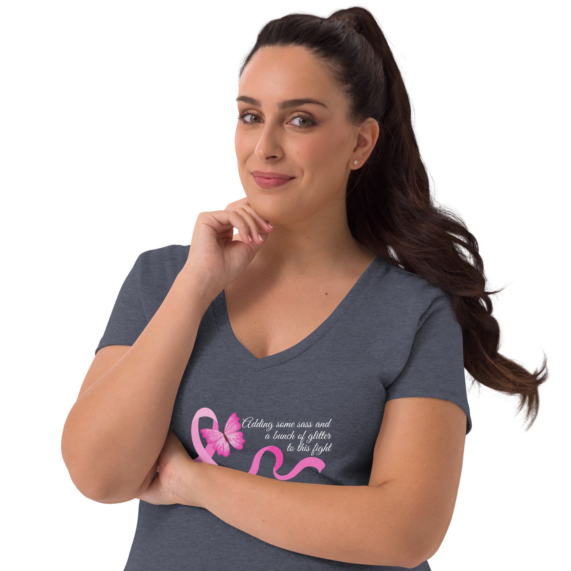 Lazy Hub Scriptv Neck Breast Cancer T Shirts