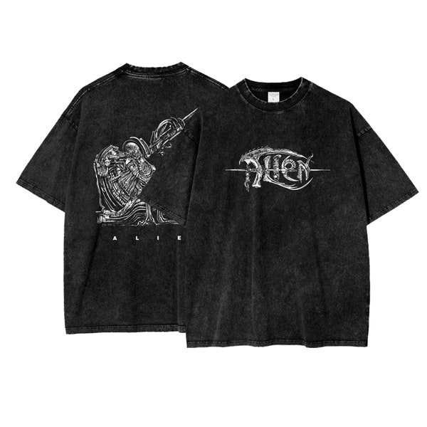 Alien Engineer - Camiseta extragrande con lavado ácido - 250 g/m²