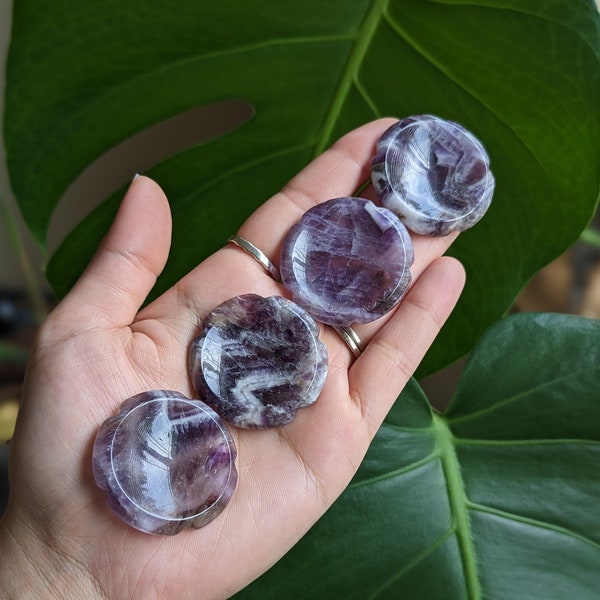 Dream Amethyst Worry Stone, You Choose! Flower Shaped Worry Stone