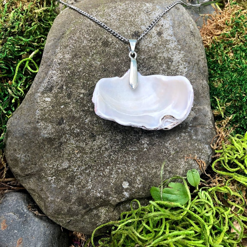 Mussel Shell Necklace Sea Glass Jewelry Maine Handmade Etsy