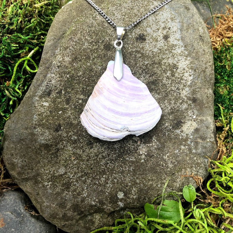 Mussel Shell Necklace Sea Glass Jewelry Maine Handmade Etsy