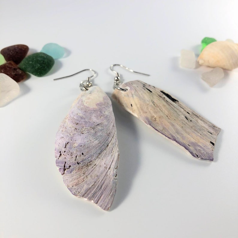 Mussel Shell Earrings Sea Glass Jewelry Maine Handmade Etsy