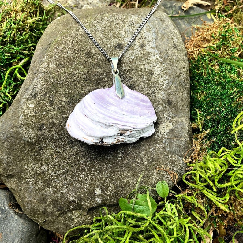 Mussel Shell Necklace Sea Glass Jewelry Maine Handmade Etsy