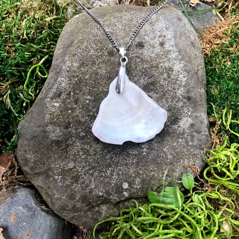 Mussel Shell Necklace Sea Glass Jewelry Maine Handmade Etsy