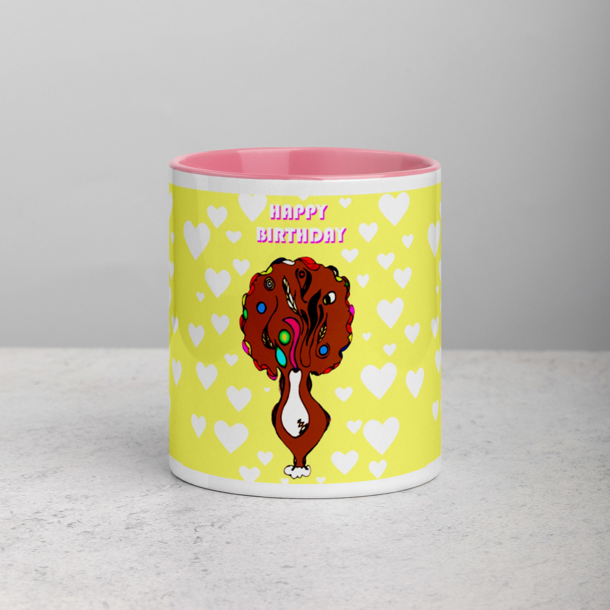 Mug Céramique à Intérieur Coloré Rose Pastel