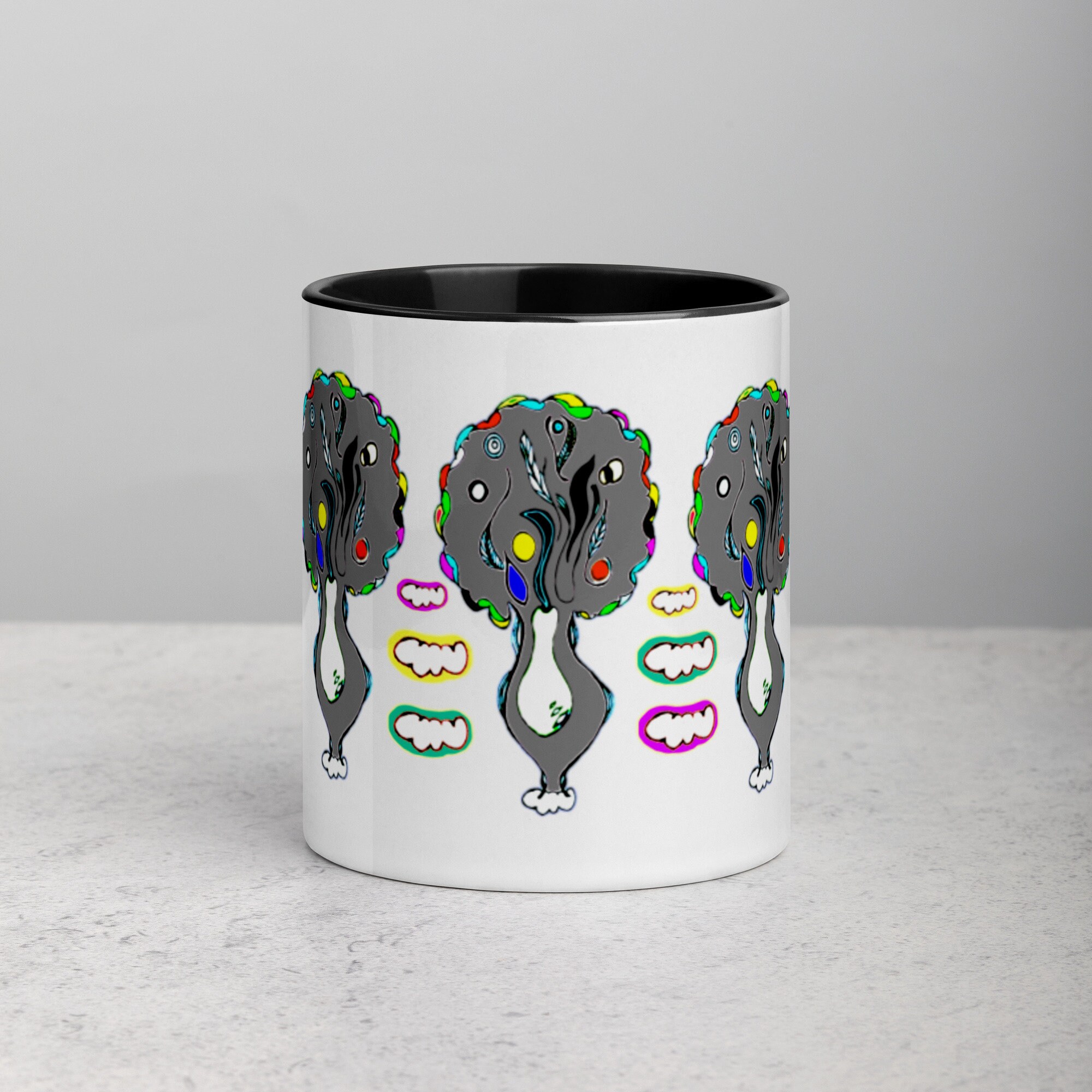 Mug Céramique à Intérieur Coloré Noir