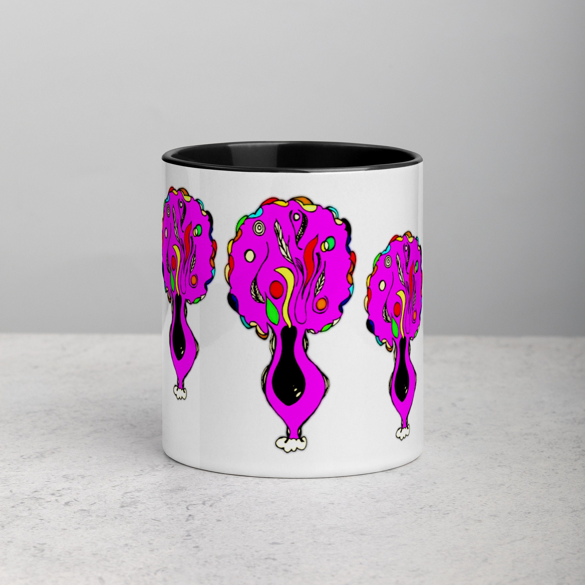 Mug Céramique à Intérieur Coloré Noir