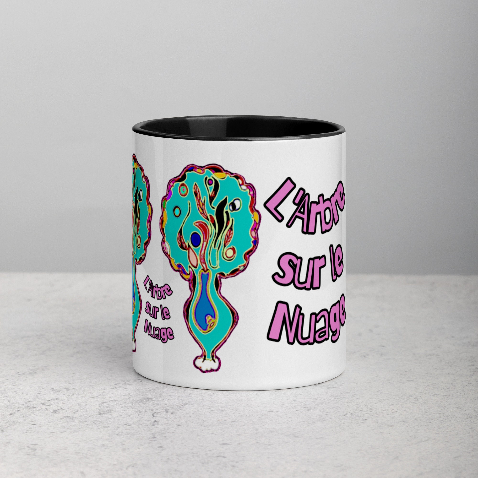 Mug Céramique à Intérieur Coloré Noir