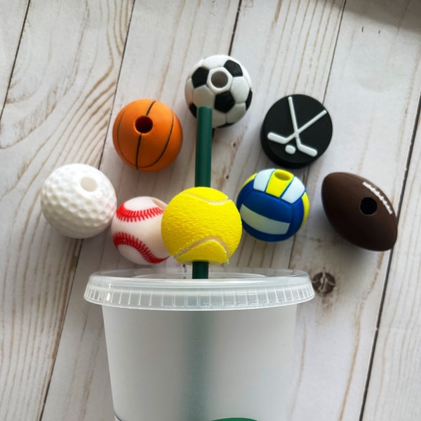 Sports Straw Toppers, Kids Straw Toppers, Sports Teams Straw Toppers, Valentines Gifts, Easter Basket Gifts, Straw Topper, Straw Charm