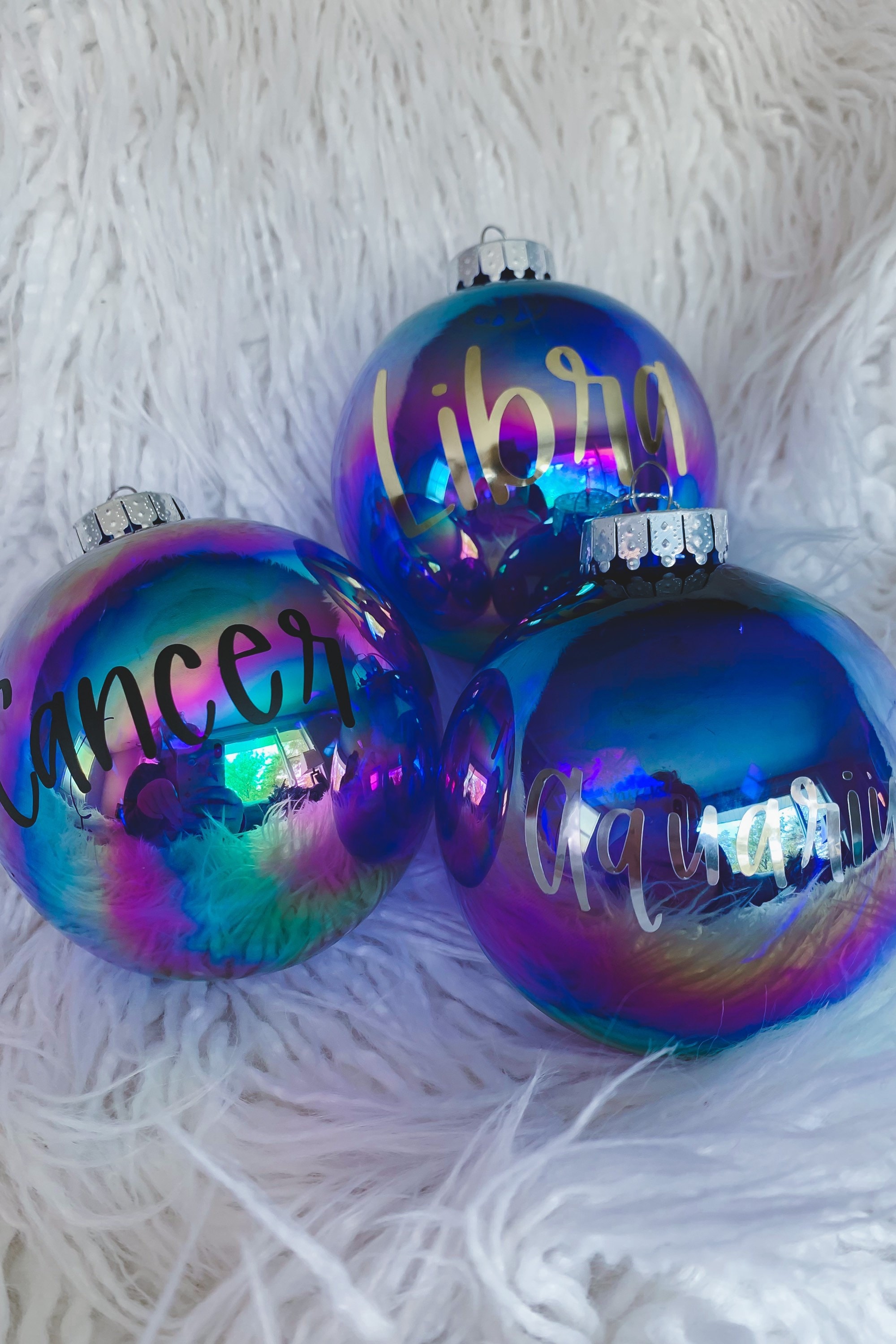 Zodiac Iridescent Ornaments Christmas Ornaments Zodiac Etsy