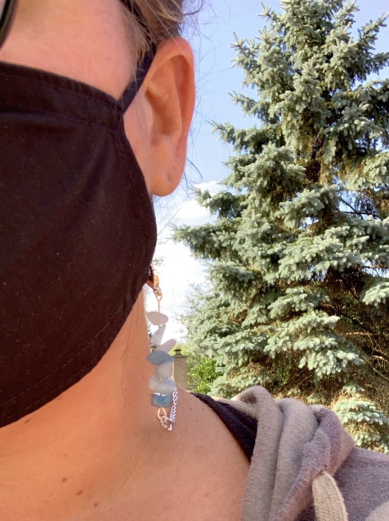 Chic Face Mask Chain Aquamarine Stones Mask Chain Mask Lanyard Mask Holder