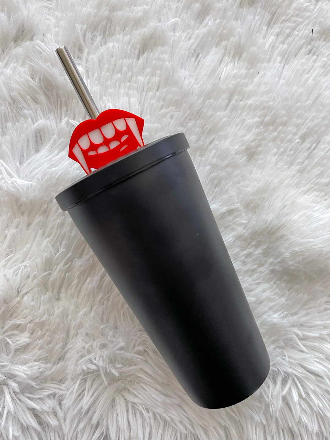 Vampire Straw Topper, Vampire Teeth Straw Topper, Halloween Straw