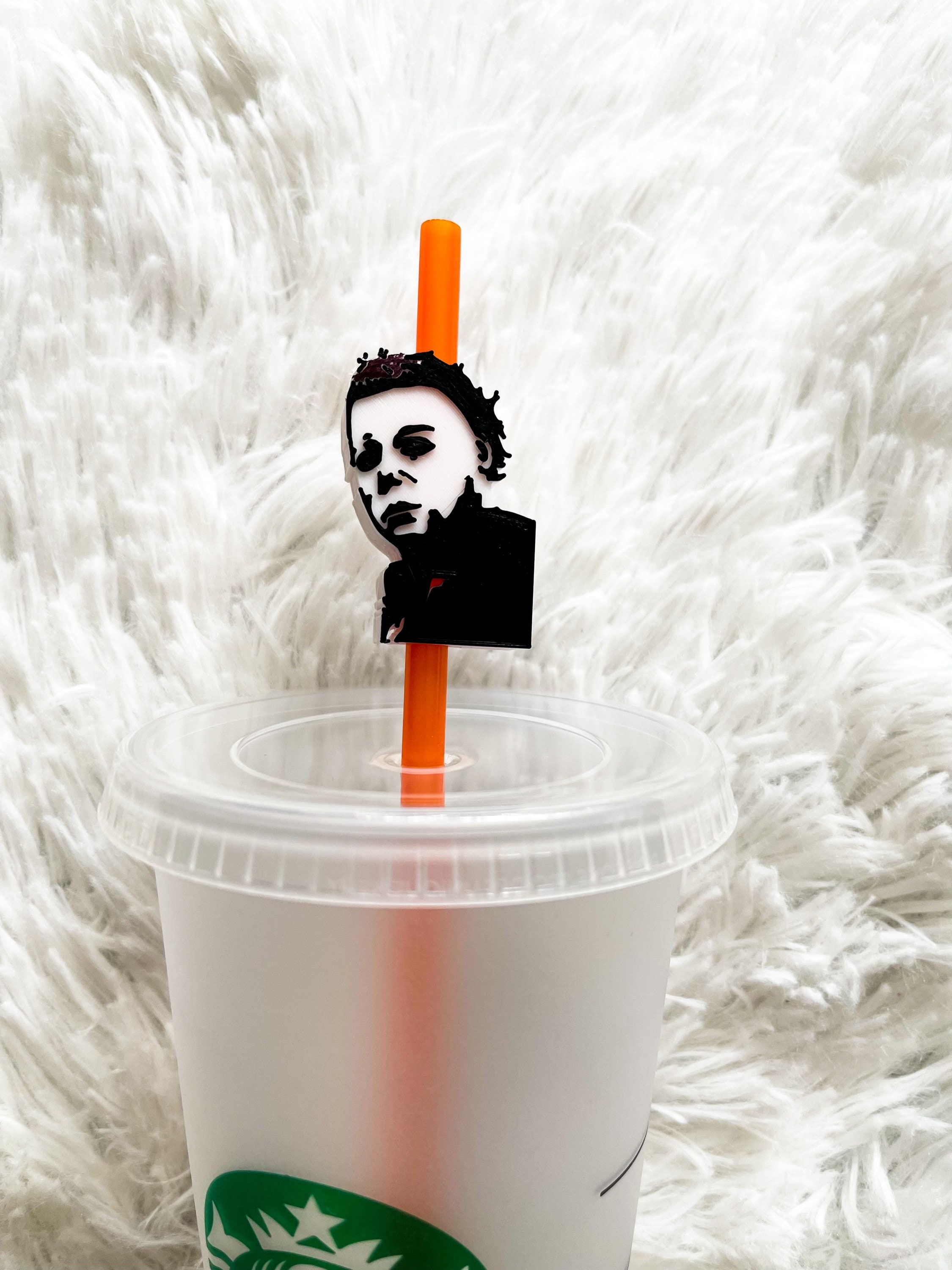 Horror Movie Straw Cover Halloween Straw Toppers Pumpkin Reusable Straw  Covers Dust Proof Silicone Straw Topper for 6-8 mm Drinking Straws (10 PCS)