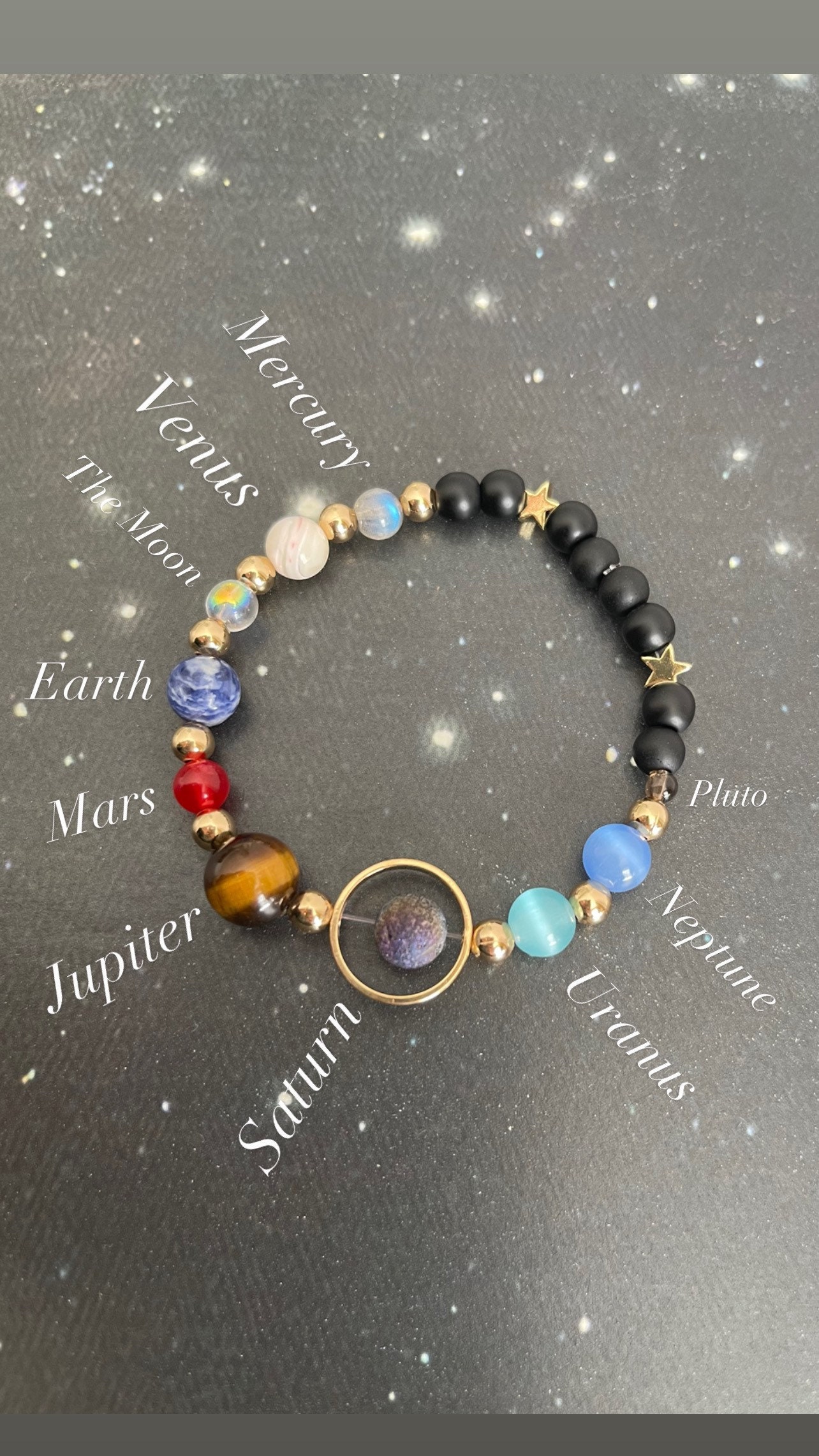 Buy Planet Bracelet Solar System Beads Cosmic Natural Stone Wrist One Size  Fits All Mars Earth Saturn Sun Online in India - Etsy