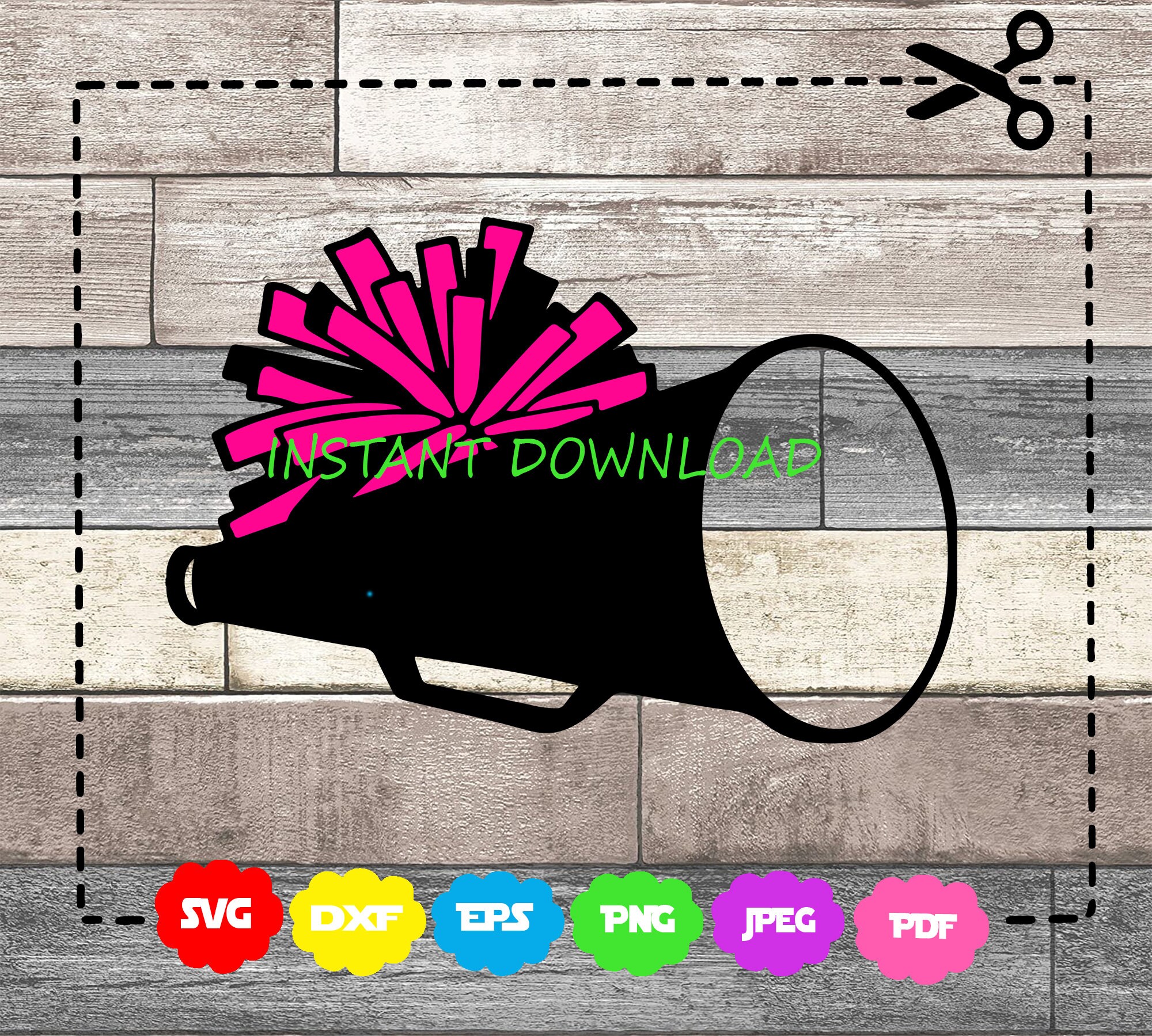 Cheer Megaphone With Pom Pom Svg File Pom Pom Clip Art Etsy