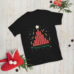 Merry Crispness, Funny Christmas Bacon Tree, Short-Sleeve Unisex T-Shirt