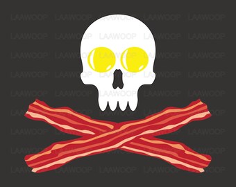 Skull Egg and Bacon, Funny Halloween Breakfast - SVG PNG JPG Eps Pdf files