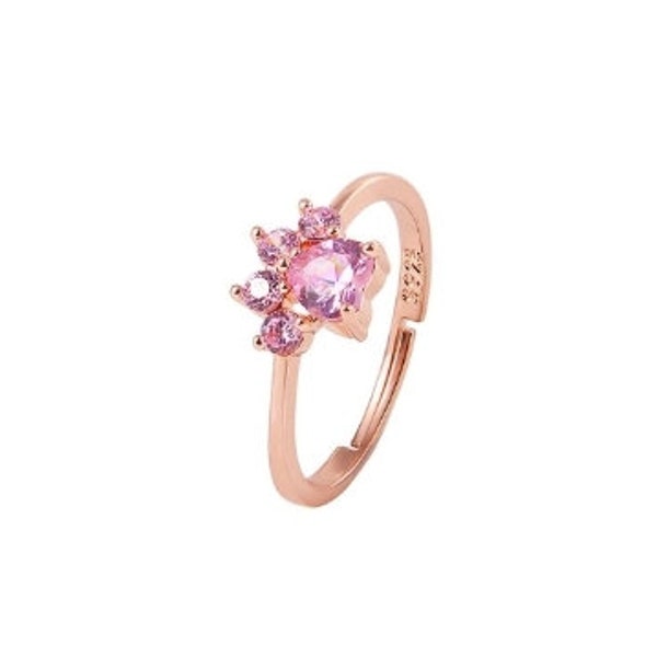Adorable Pink Cat/Dog Paw adjustable ring