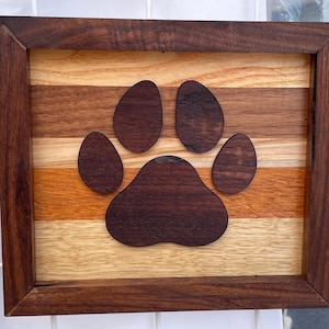 Paw Print Sign - Rustic Framed Mixed Wood