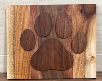 Pfotenabdruck Schild - Rustikales Mischholz
