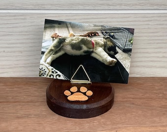 Hölzern Pfotenabdruck Fotohalter | Handgefertigte Haustier Erinnerung Schreibtisch Dekor