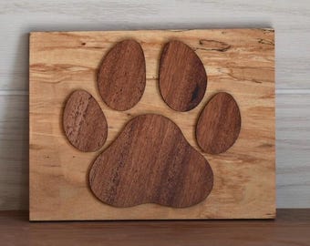 Hundepfoten-Schild - Rustikale Holzhund Kunst