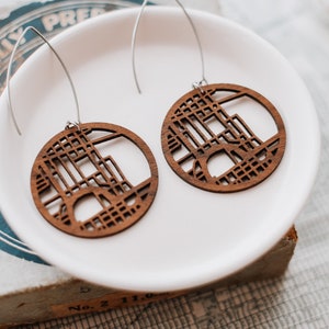Oorbellen stratenplan Nashville - Tennessee souvenir, uniek reiscadeau en gepersonaliseerde aandenken