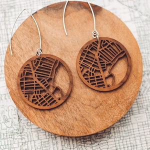 Oorbellen Portland Street Map - souvenir Maine, uniek reiscadeau en gepersonaliseerde aandenken