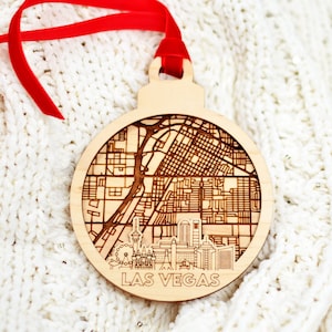 Las Vegas Nevada Skyline Karte Ornament - Einzigartiges Weihnachtsgeschenk, Souvenir und personalisiertes Andenken