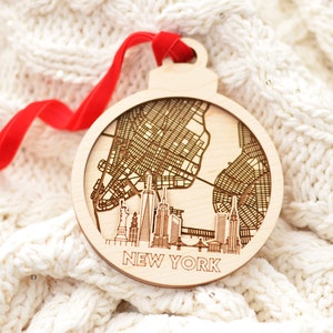 Kaartornament skyline New York - uniek kerstcadeau met reisthema, stadssouvenir en gepersonaliseerde aandenken