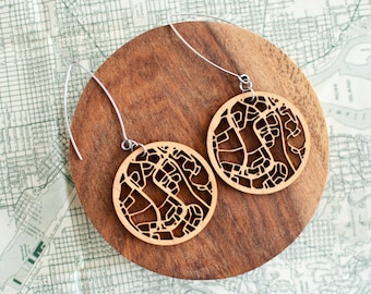 O’ahu Street Map Earrings - Hawaii Souvenir, Unique Travel Themed Gift, and Personalized Keepsake