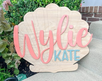 Baby Name Sign | Nursery Name Sign |Seashell Baby Name Sign | Custom First and Middle Name Sign | Custom Name Sign | Beach Nursery | Boho