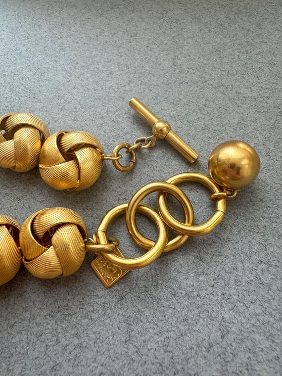 Vintage Anne Klein Gold Knot Necklace Earrings Se… - image 6