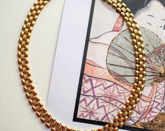 Monet Vintage Gold Tone Link-Halskette signiert Kragen Chunky Kette Designer Statement Schmuck
