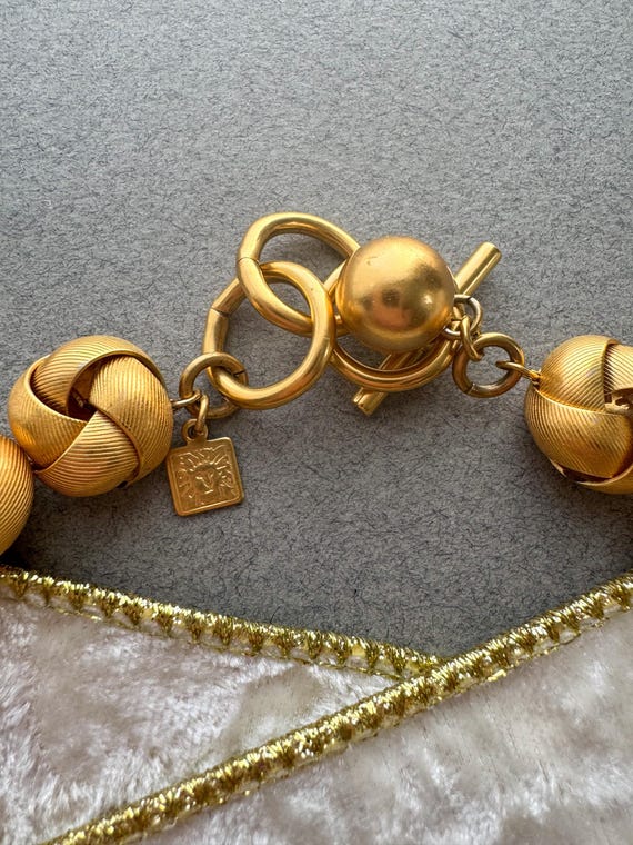 Vintage Anne Klein Gold Knot Necklace Earrings Se… - image 5