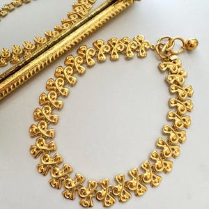 Anne Klein Vintage 1990s Gold Collar Necklace • Chunky Statement Modernist Bold Toggle Choker • Designer signed Costume Jewelry Gift for her